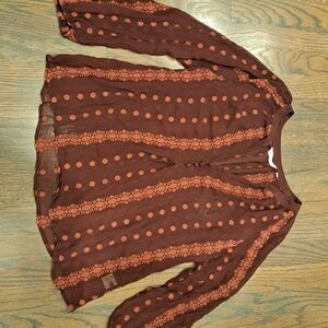 Zoa New York Rust Embroidered Blouse